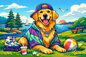T-shirt med golden retriever-motiv - blog image about golden retriever t-shirt