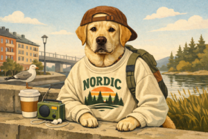 Labradormotiv på kläder med rätt känsla - blog image about labrador tryck kläder