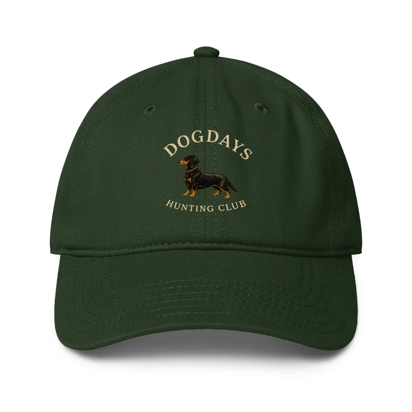 Mörkgrön keps med taxdesign, framifrån – Hunting Club