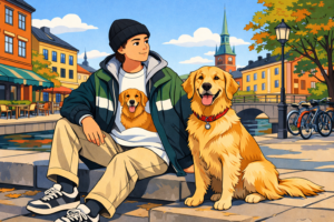 Avslappnad streetwear med hundmotiv - blog image about kläder med hundtryck outfit