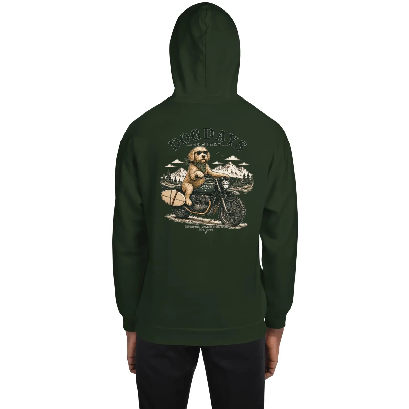 Biker | Hoodie i forest green från Dogdays