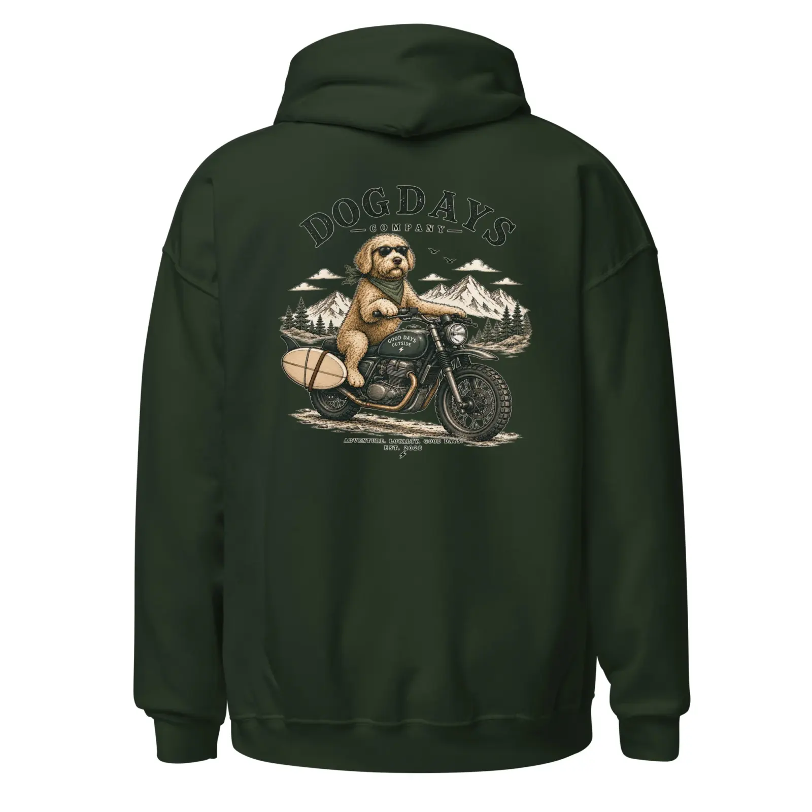 Biker | Hoodie i forest green från Dogdays