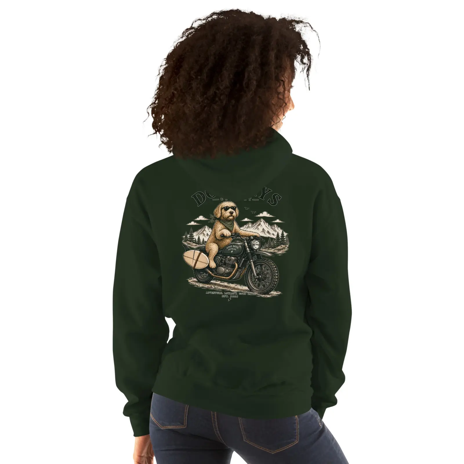 Biker | Hoodie i forest green från Dogdays