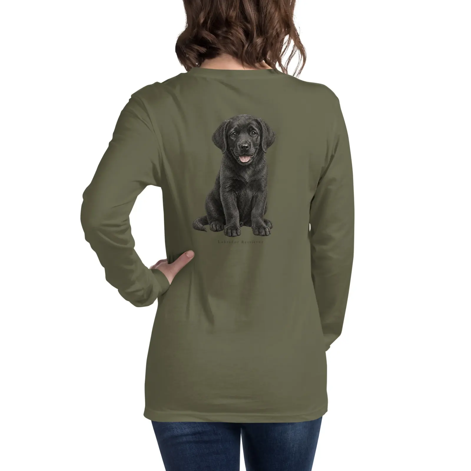 Labrador valp | Långärmad tröja i military green från Dogdays