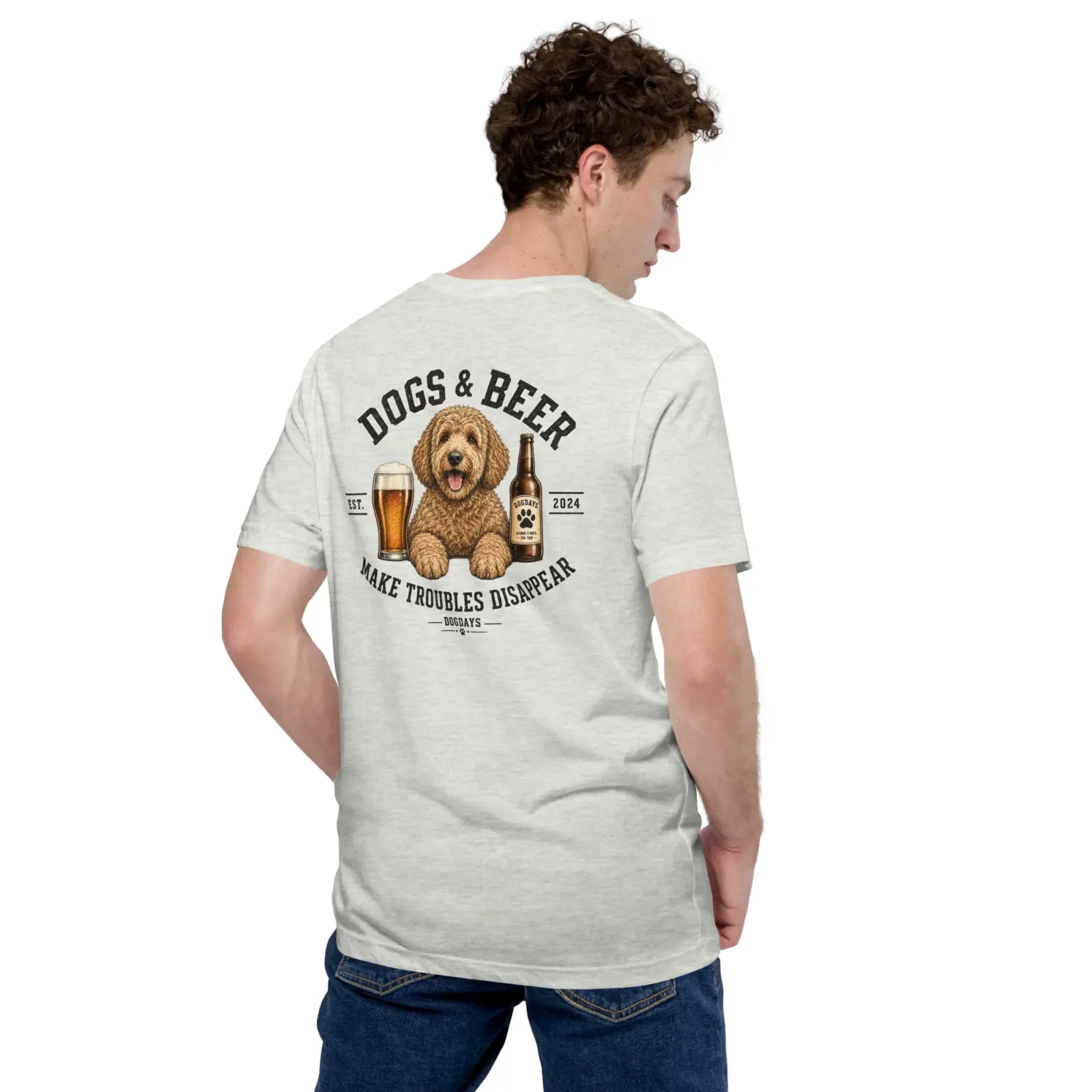 Dogs and beer make trouble disappear | T-shirt i ash från Dogdays