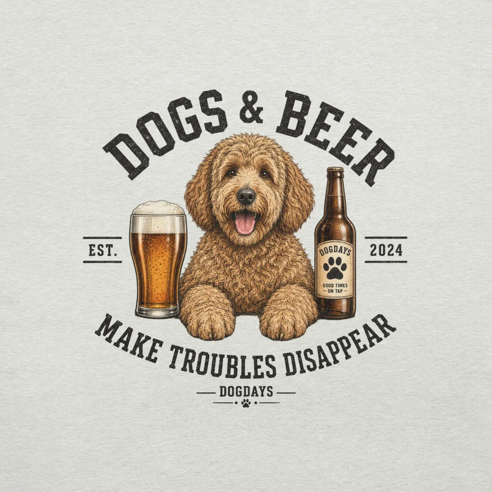 Dogs and beer make trouble disappear | T-shirt i ash från Dogdays