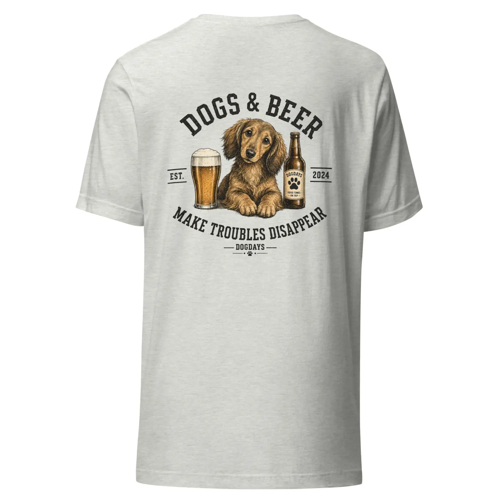 Dogs and beer make trouble disappear - tax | T-shirt i ash från Dogdays