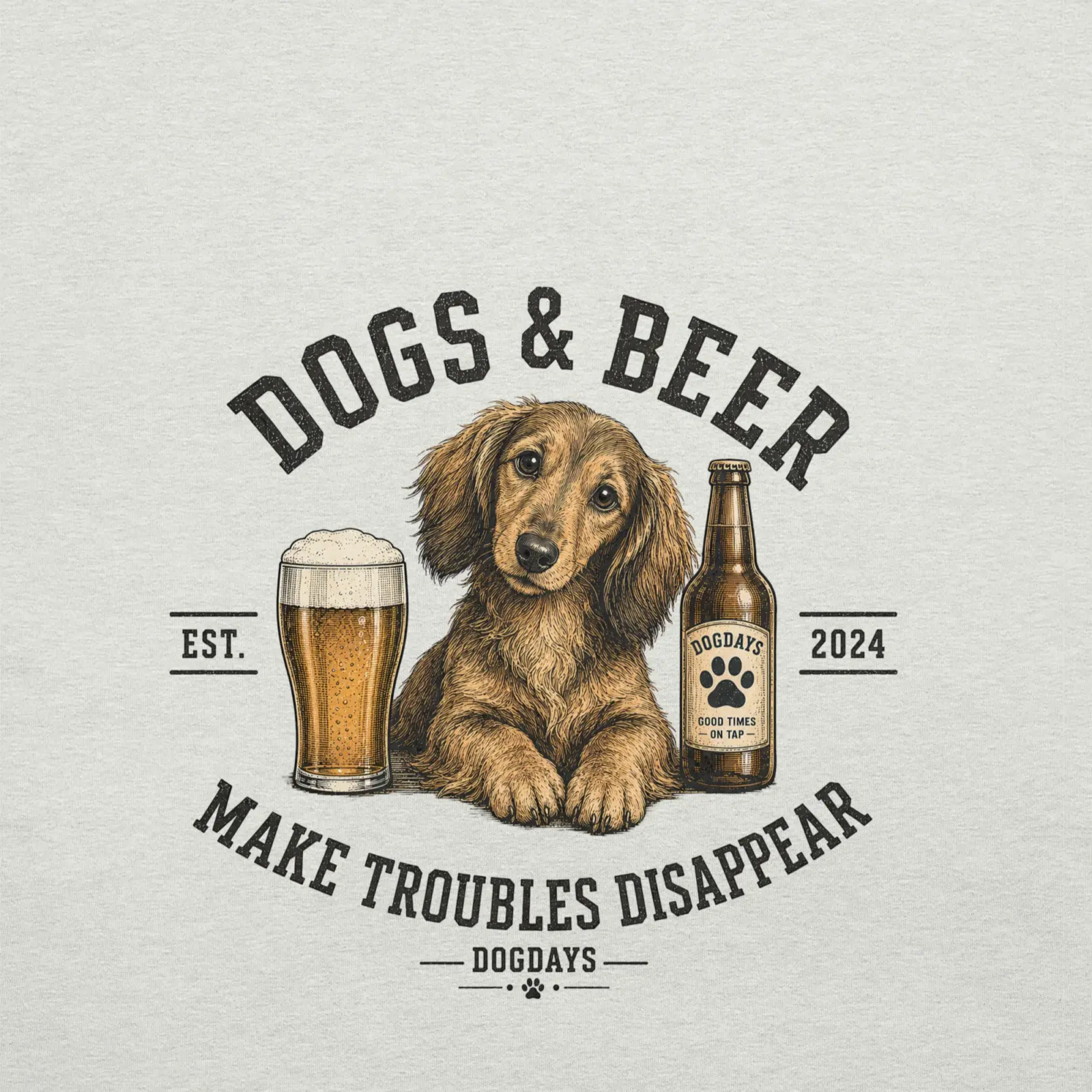 Dogs and beer make trouble disappear - tax | T-shirt i ash från Dogdays