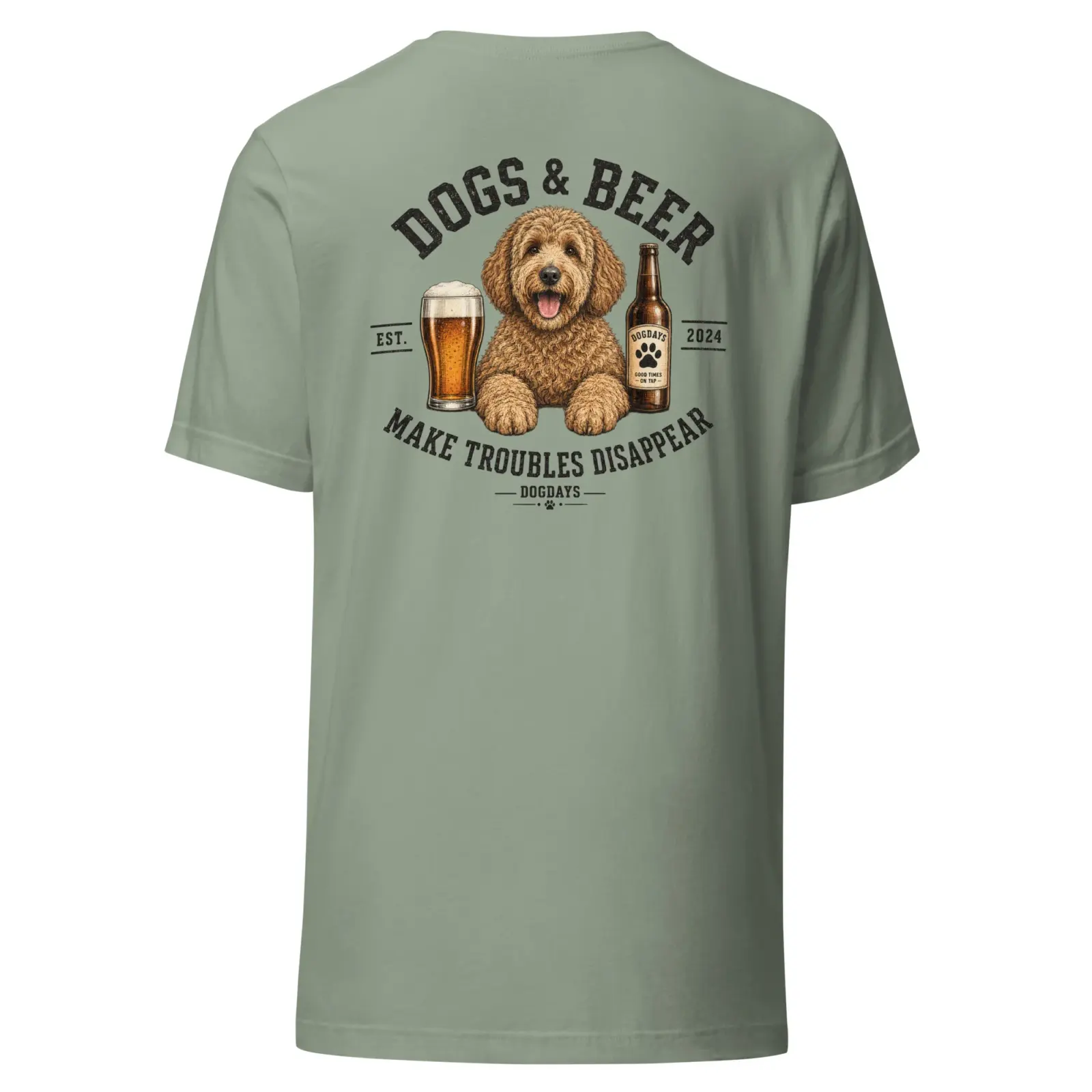 Dogs and beer make trouble disappear | T-shirt i sage från Dogdays