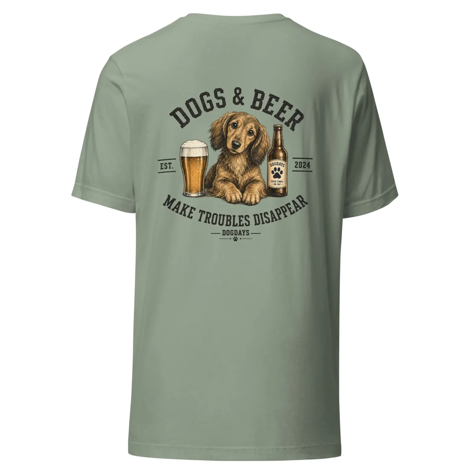 Dogs and beer make trouble disappear - tax | T-shirt i sage från Dogdays