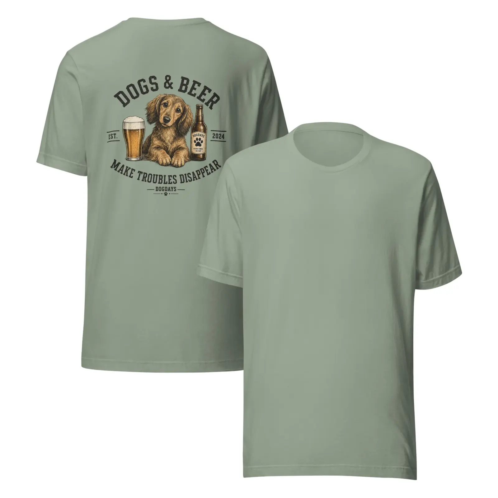 Dogs and beer make trouble disappear - tax | T-shirt i sage från Dogdays