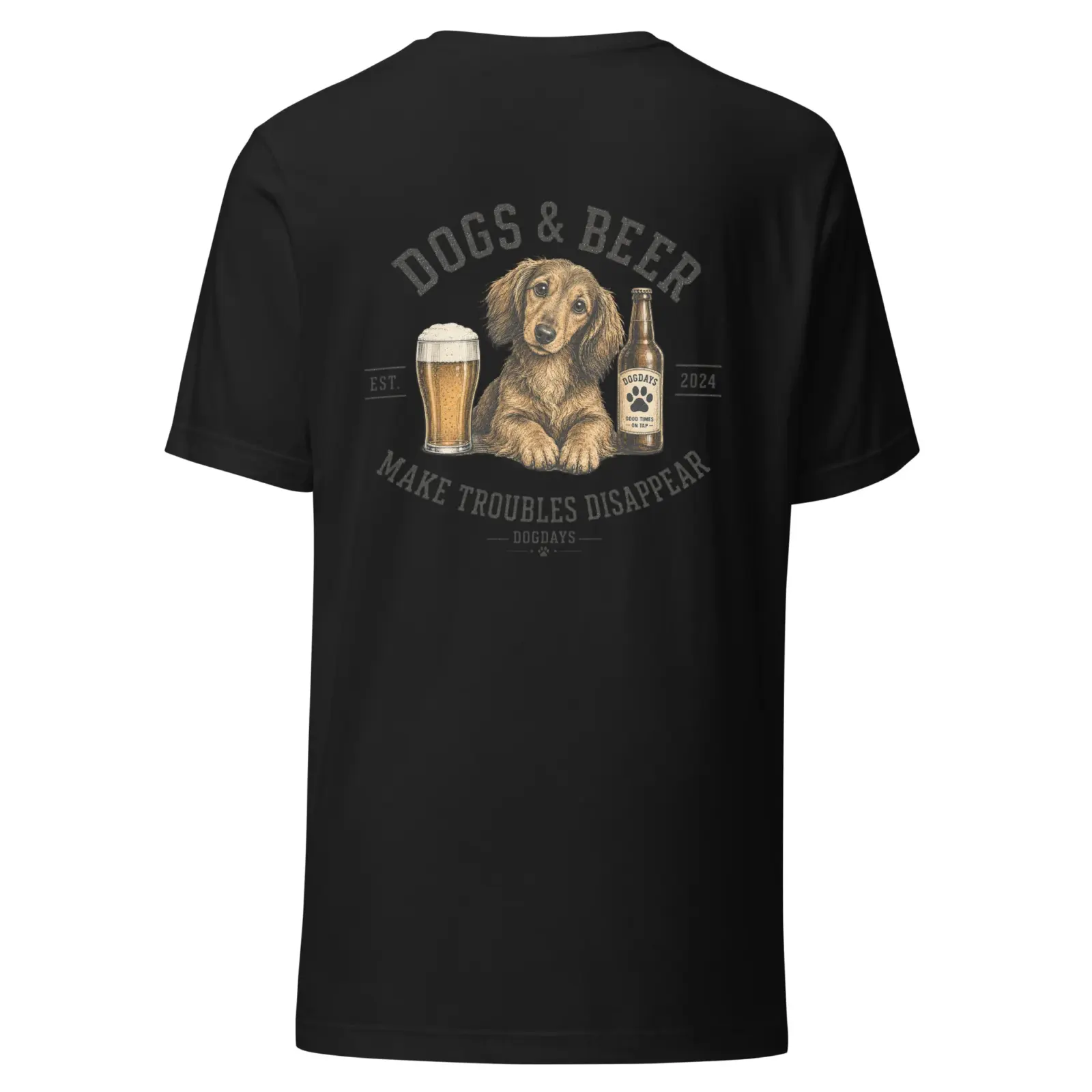Dogs and beer make trouble disappear - tax | T-shirt i svart från Dogdays