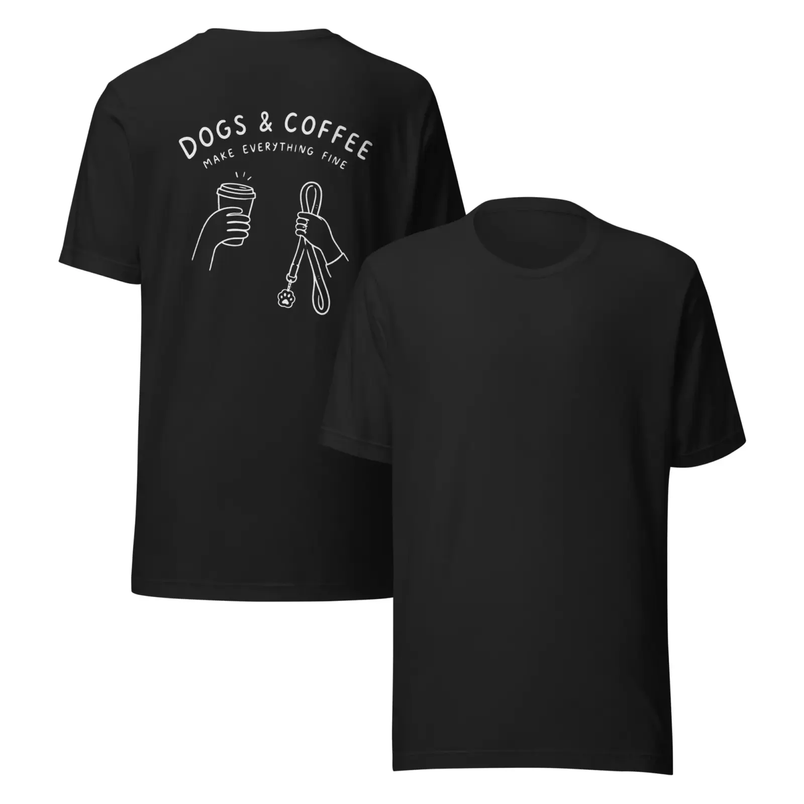 Dogs and coffe make everything fine | T-shirt i svart från Dogdays