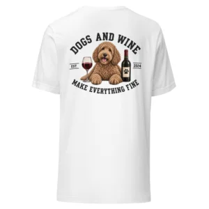 Dogs and wine make everything fine | T-shirt i vit från Dogdays