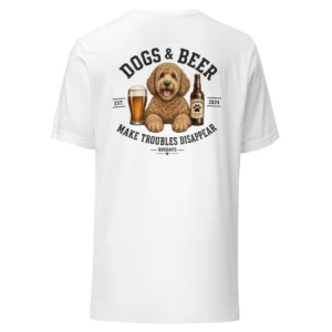 Dogs and beer make trouble disappear | T-shirt i vit från Dogdays
