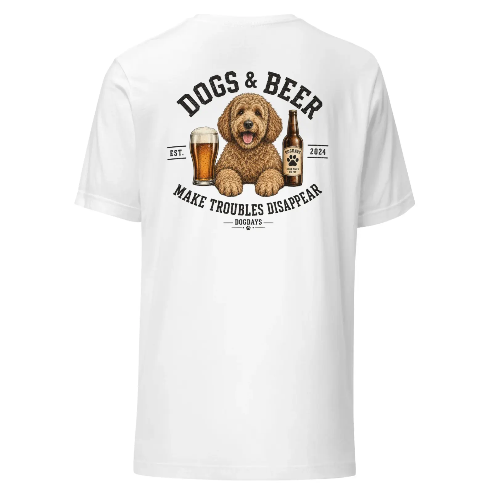 Dogs and beer make trouble disappear | T-shirt i vit från Dogdays