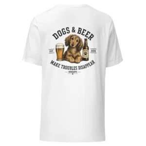Dogs and beer make trouble disappear - tax | T-shirt i vit från Dogdays