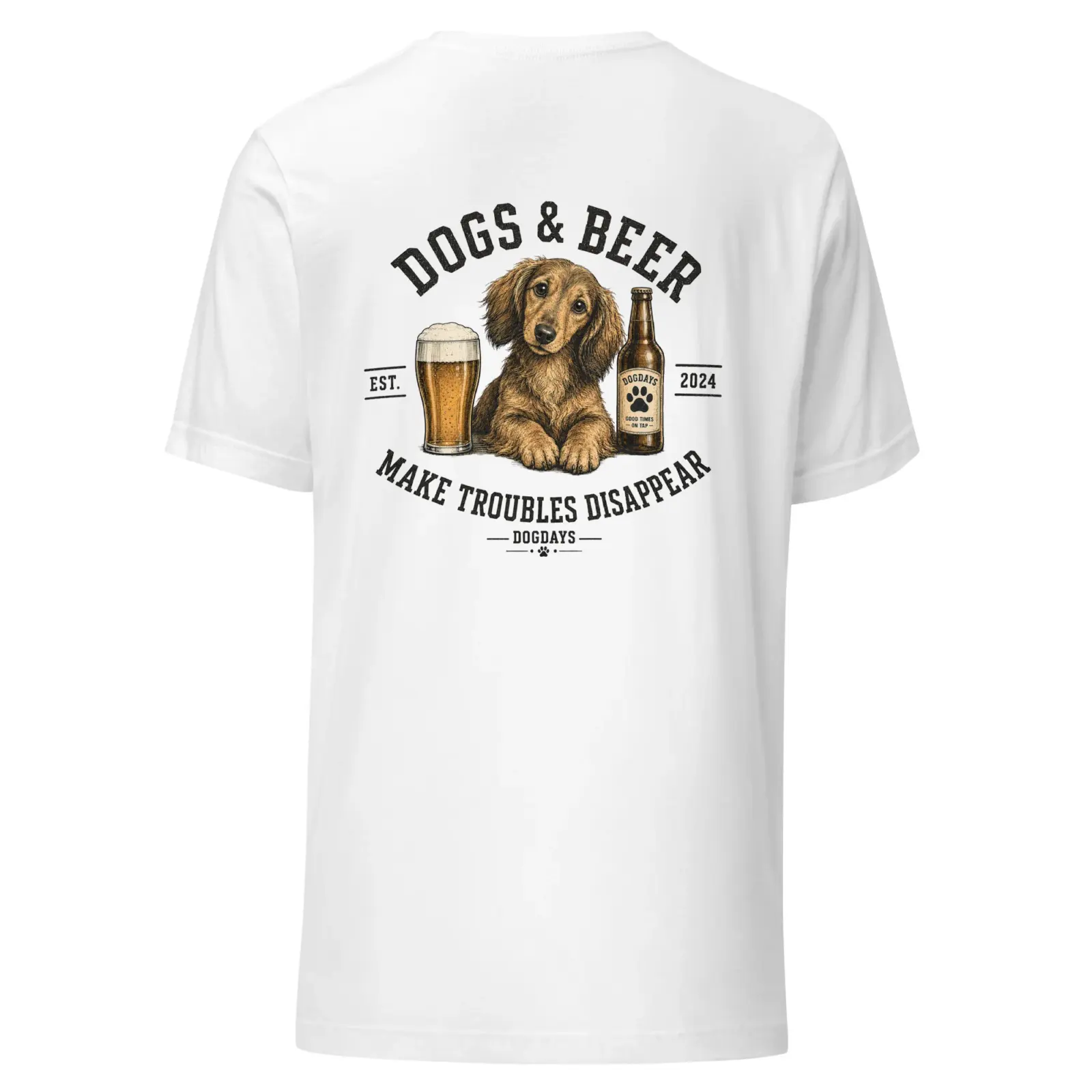 Dogs and beer make trouble disappear - tax | T-shirt i vit från Dogdays