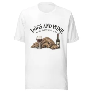 Doodles and wine make everything fine | T-shirt i vit från Dogdays