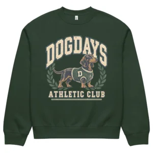 Skogsgrön crewneck med taxdesign, framifrån – Athletic Club