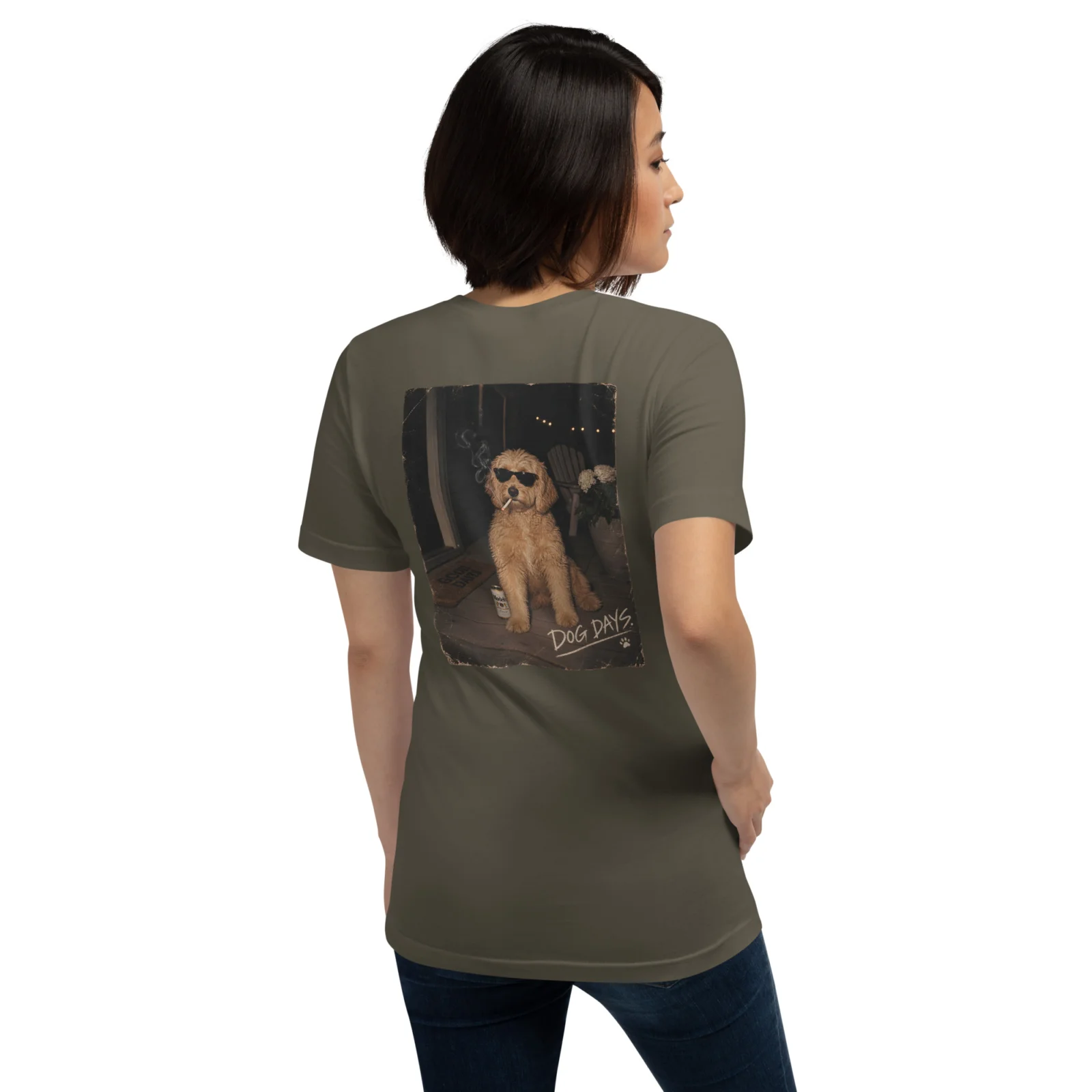 T-shirt med Labradoodle-design, bakifrån – Tough days