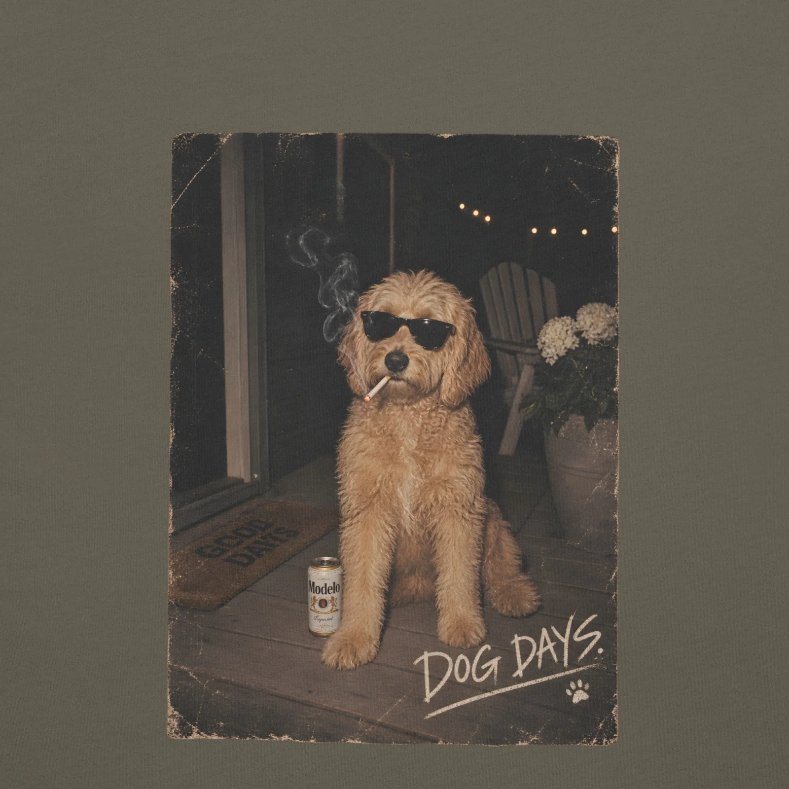 T-shirt med Labradoodle-design, bakifrån – Tough days