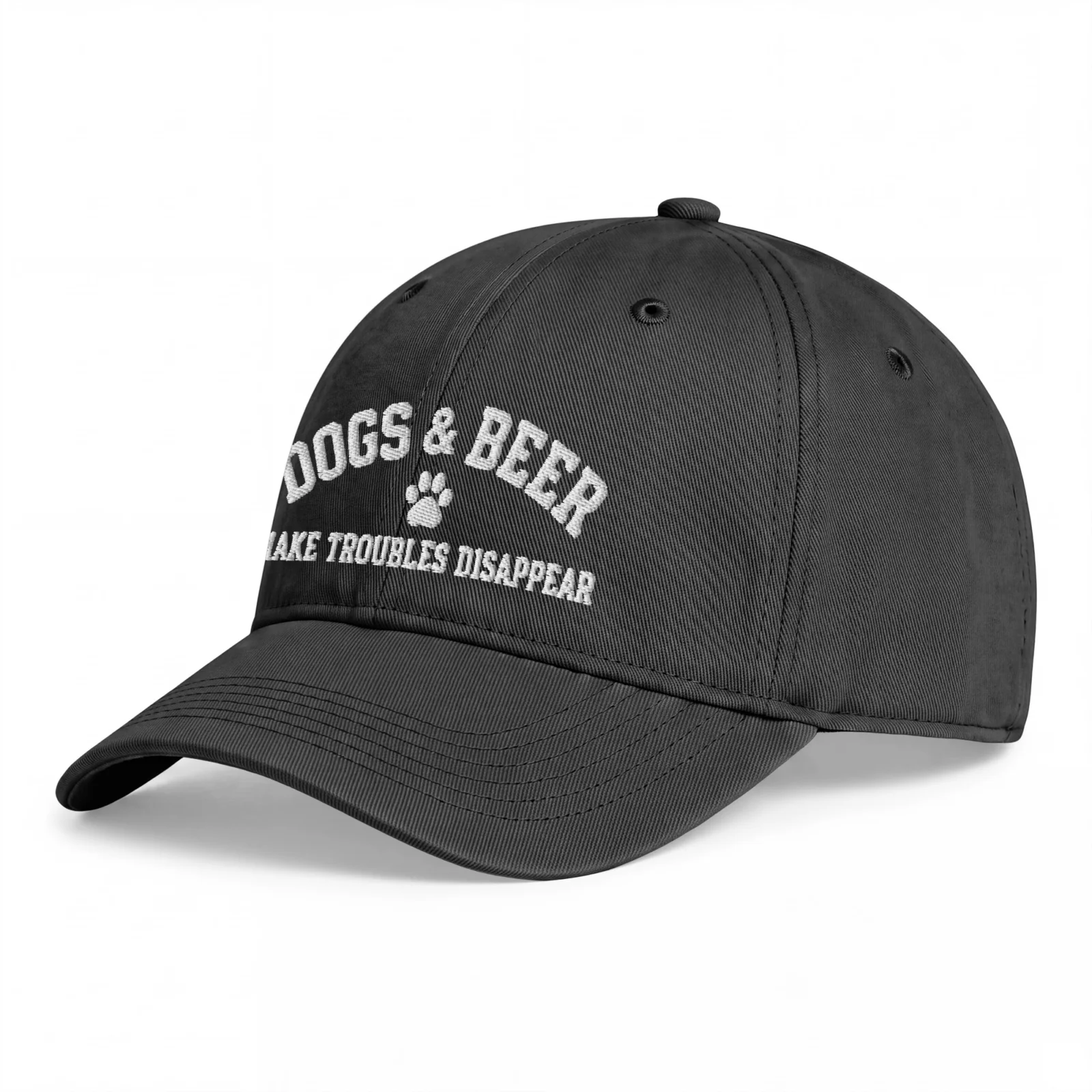 Svart Dad Cap, sedd snett framifrån – Dogs and beer