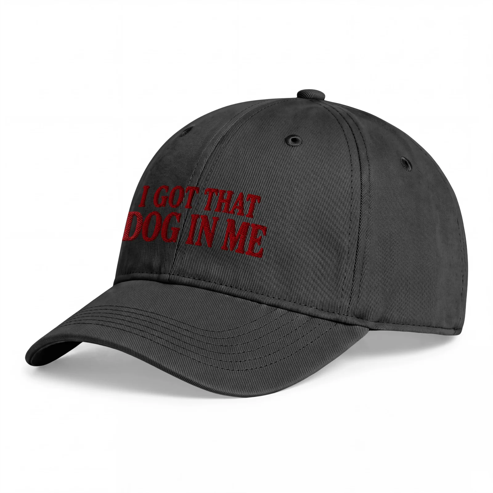 Svart Dad Cap, sedd snett framifrån – Got that dog