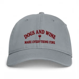 Grå Dad Cap, framifrån – Dogs and wine