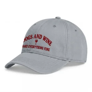 Grå Dad Cap, sedd snett framifrån – Dogs and wine