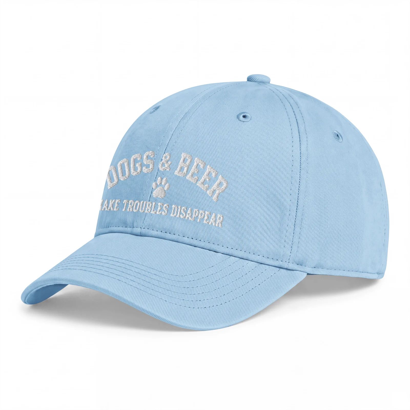 Hortensiablå Dad Cap, sedd snett framifrån – Dogs and beer