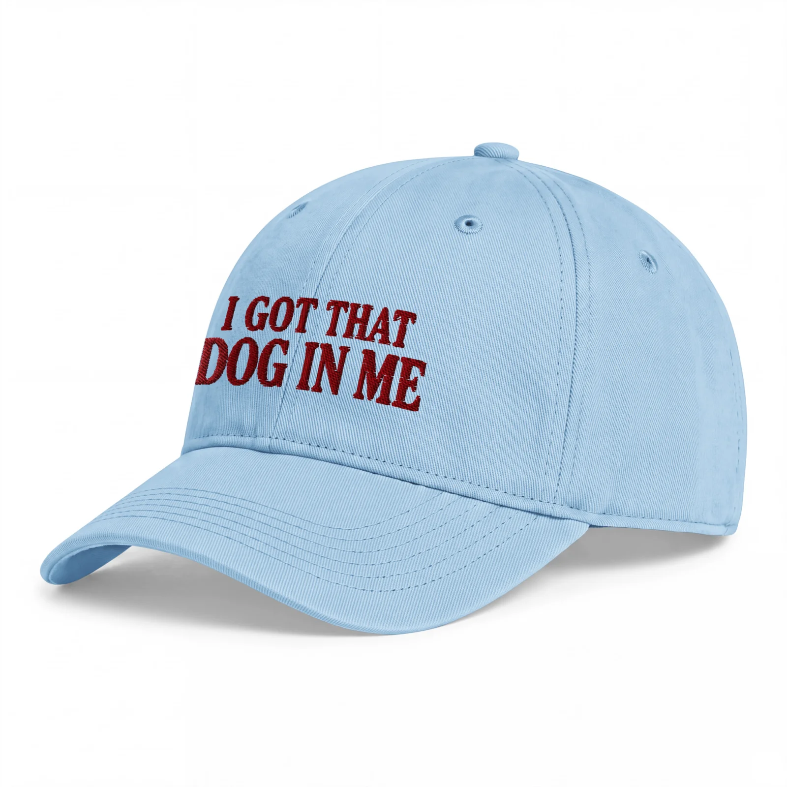 Hortensiablå Dad Cap, sedd snett framifrån – Got that dog