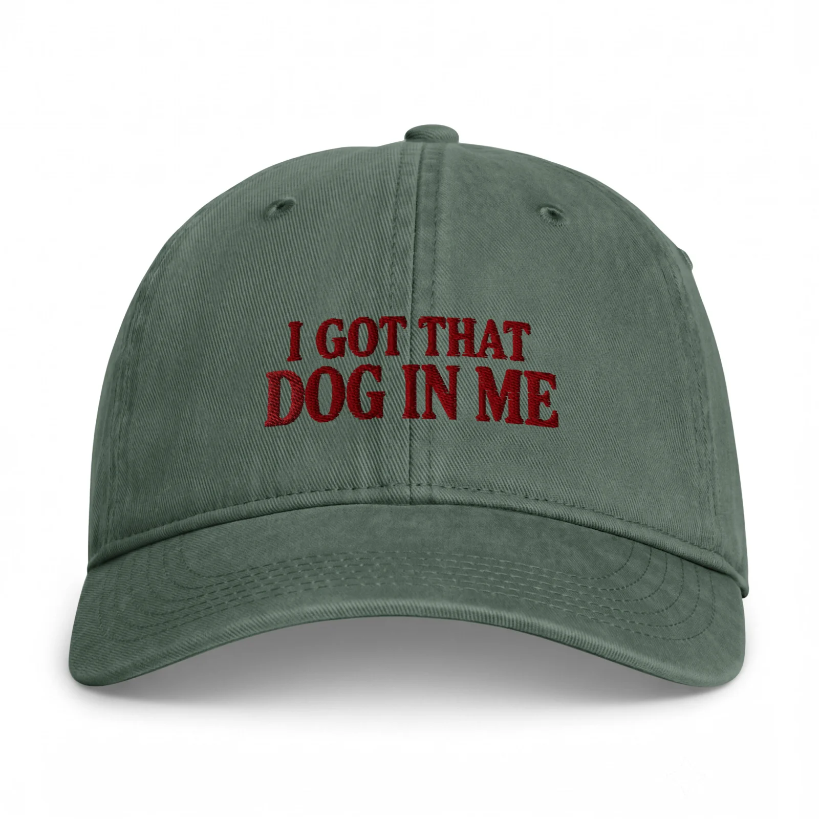 Mossgrön Dad Cap, framifrån – Got that dog