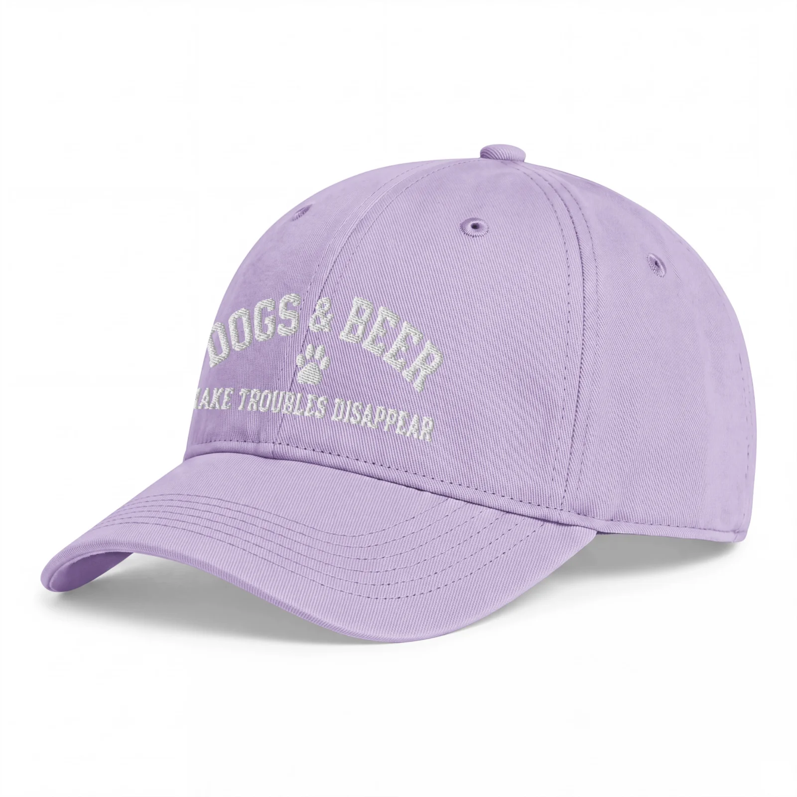 Orkidélila Dad Cap, sedd snett framifrån – Dogs and beer