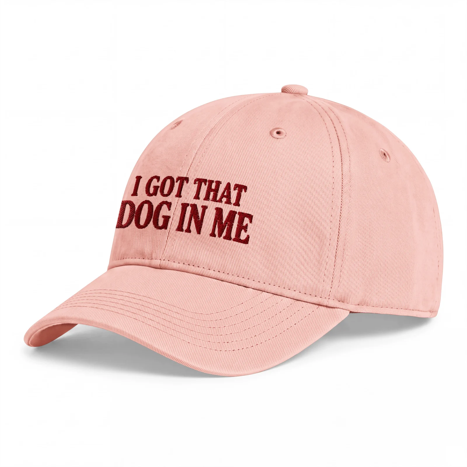 Persika Dad Cap, sedd snett framifrån – Got that dog