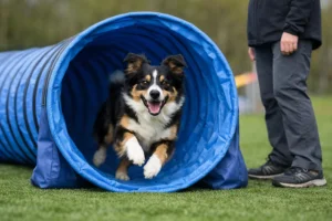 Lär hunden springa genom agilitytunnel – hundträning