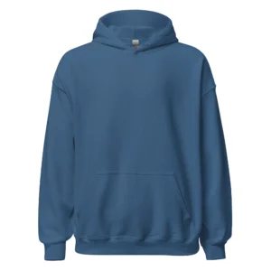 Indigoblå hoodie, framifrån – Winter Wander Club
