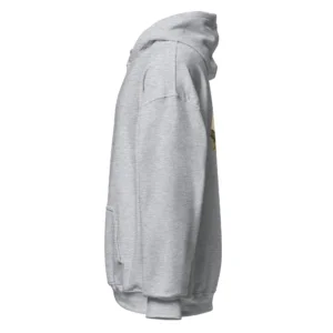 Grå hoodie med Golden Retriever-design, sedd från sidan – Campfire