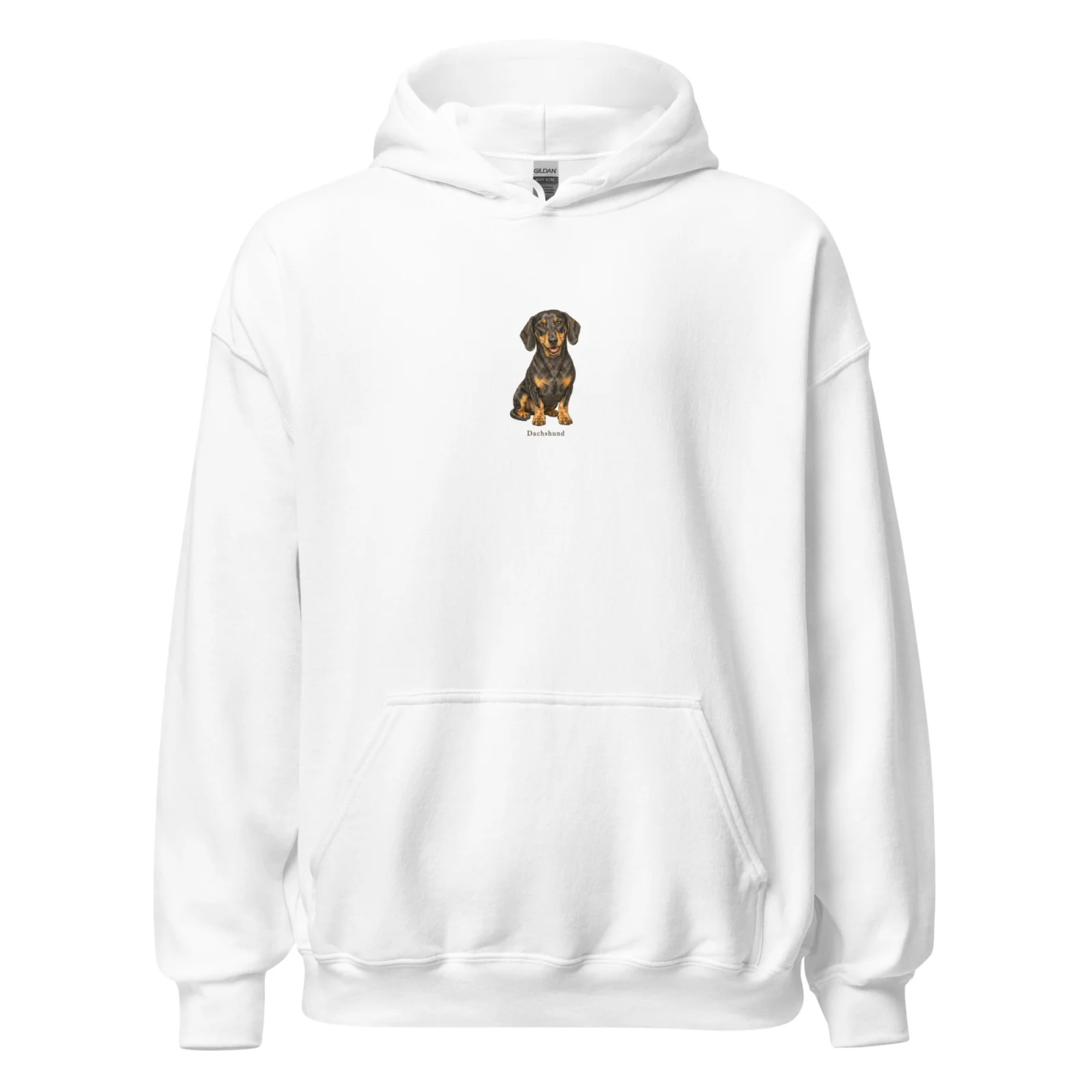 Vit hoodie med taxdesign, framifrån