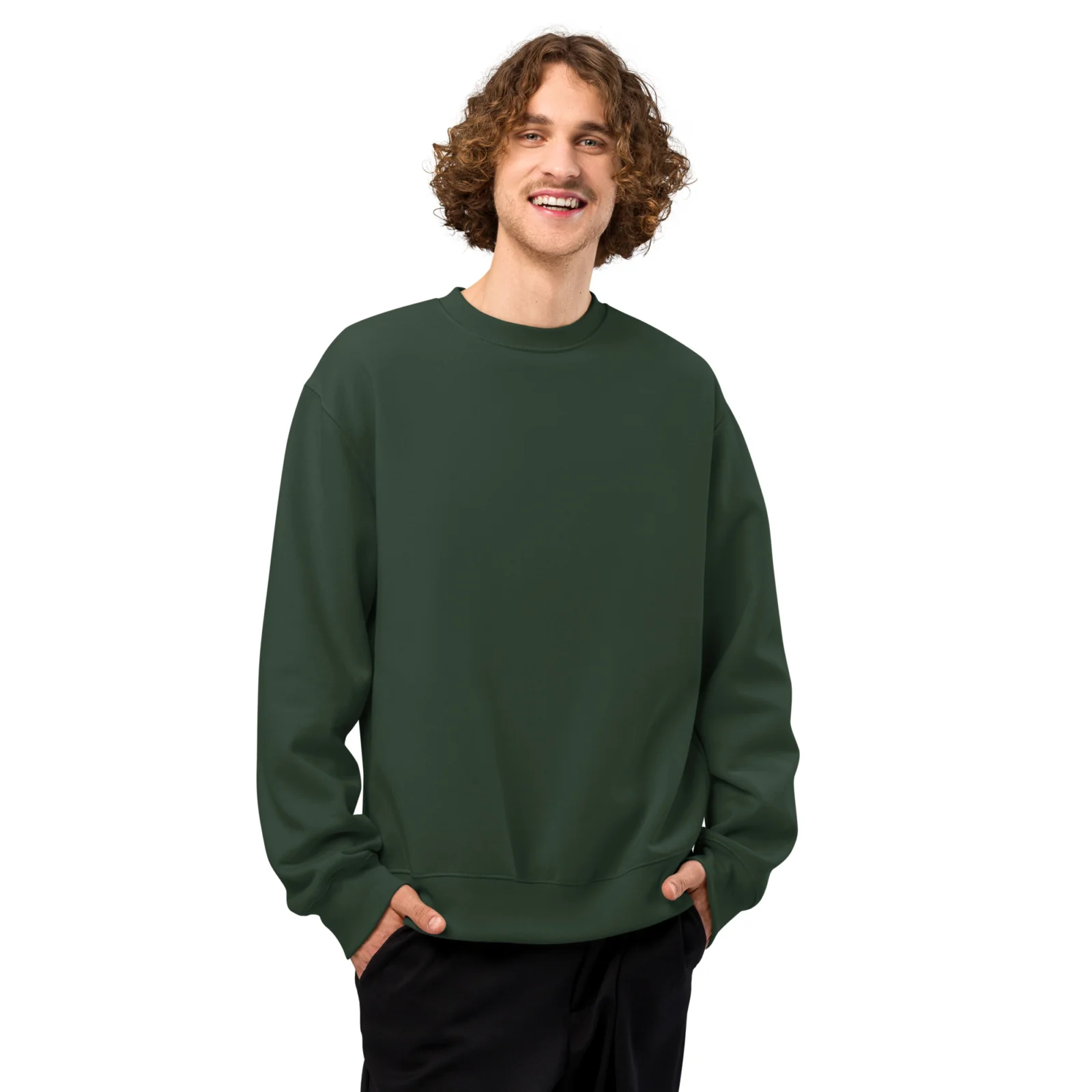 Skogsgrön crewneck med Labrador-design, framifrån – Lake Club