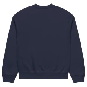 Marinblå crewneck med Labradoodle-design, bakifrån – PCBH