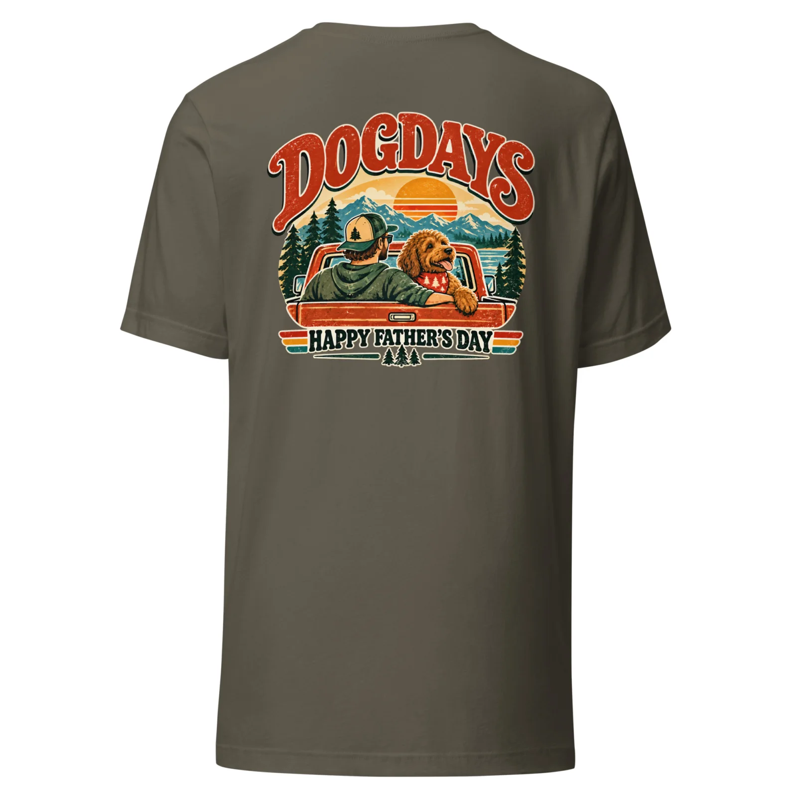 Militärgrön T-shirt, bakifrån – Happy Fathers Day