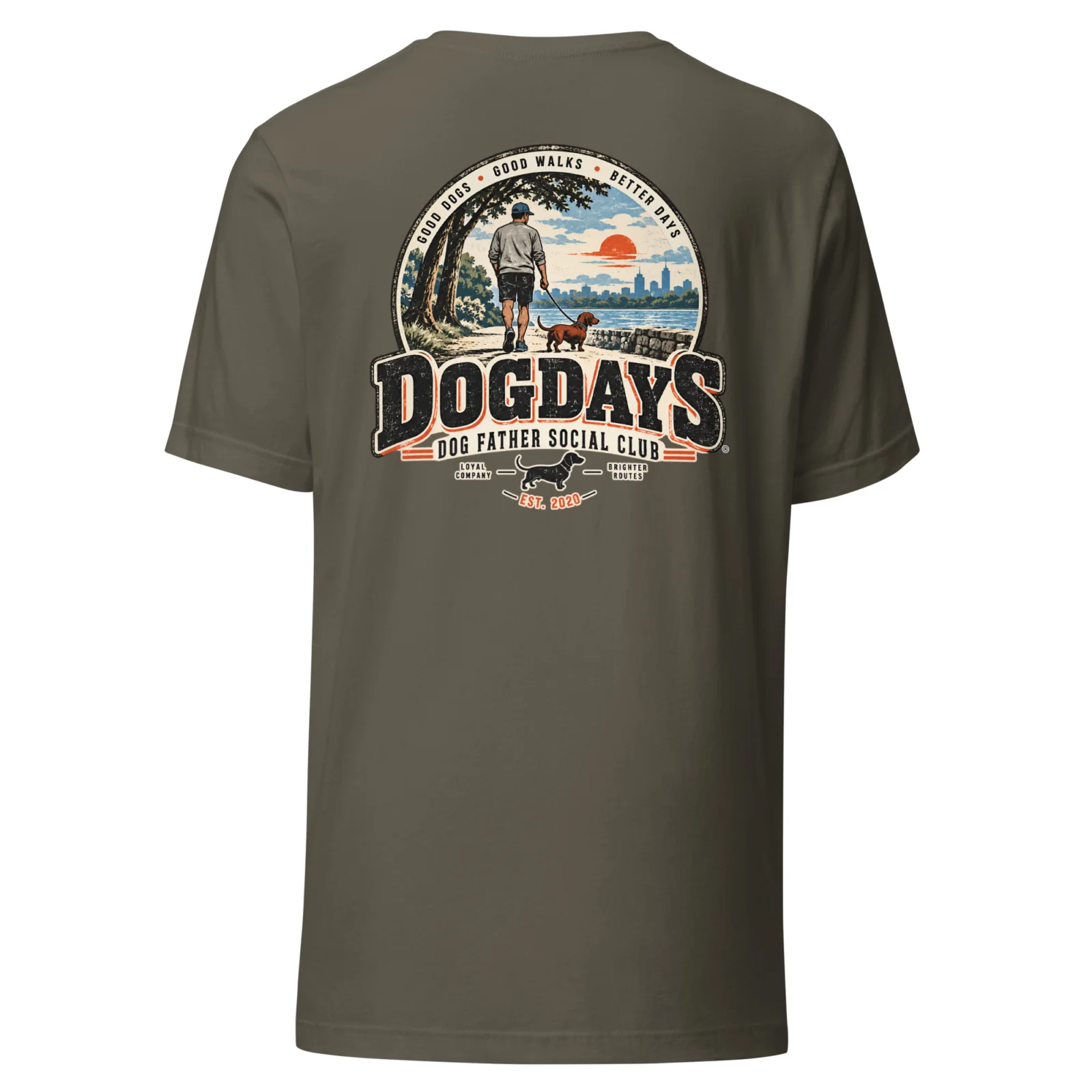 Militärgrön T-shirt, bakifrån – Dog Father