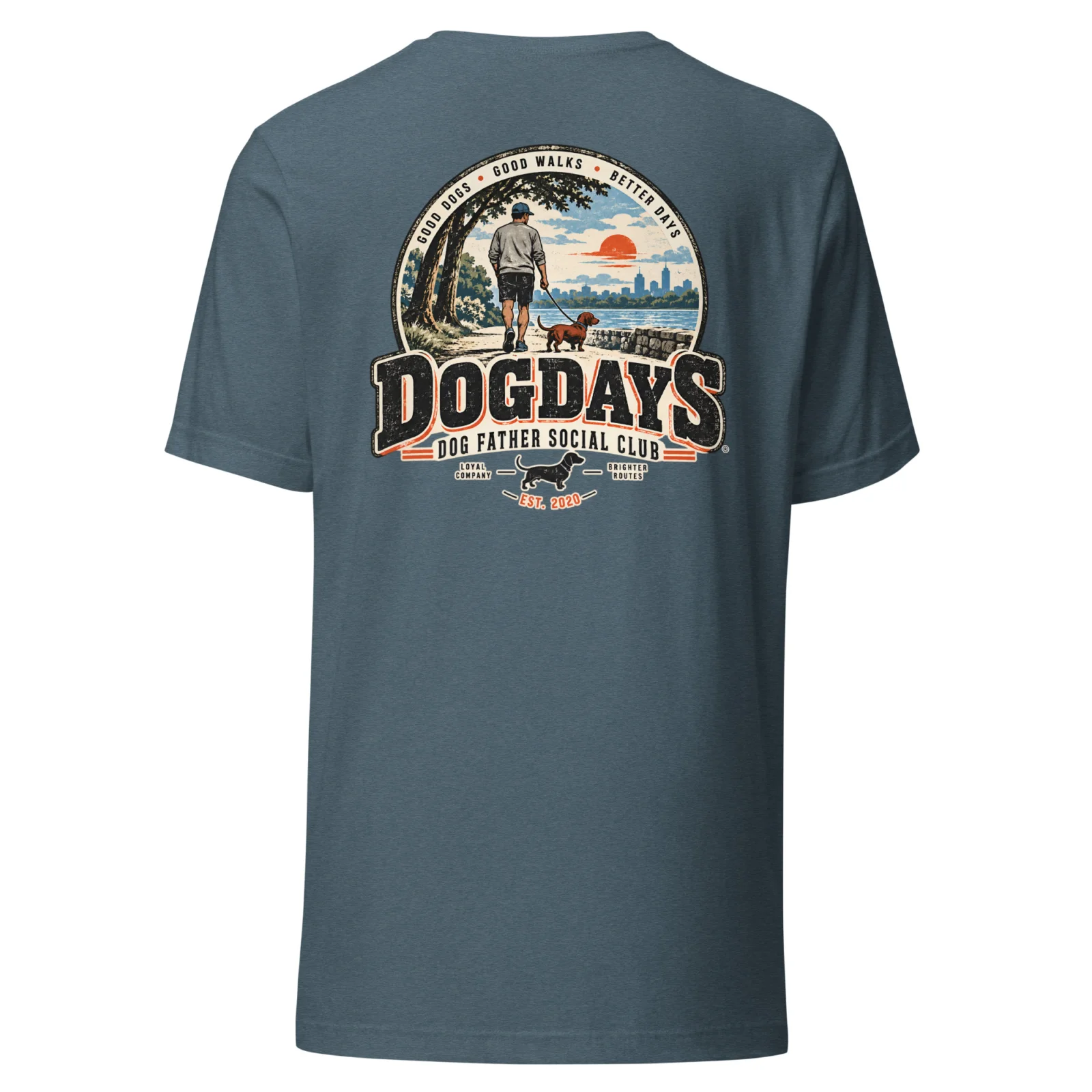 Gråmelerad T-shirt, bakifrån – Dog Father