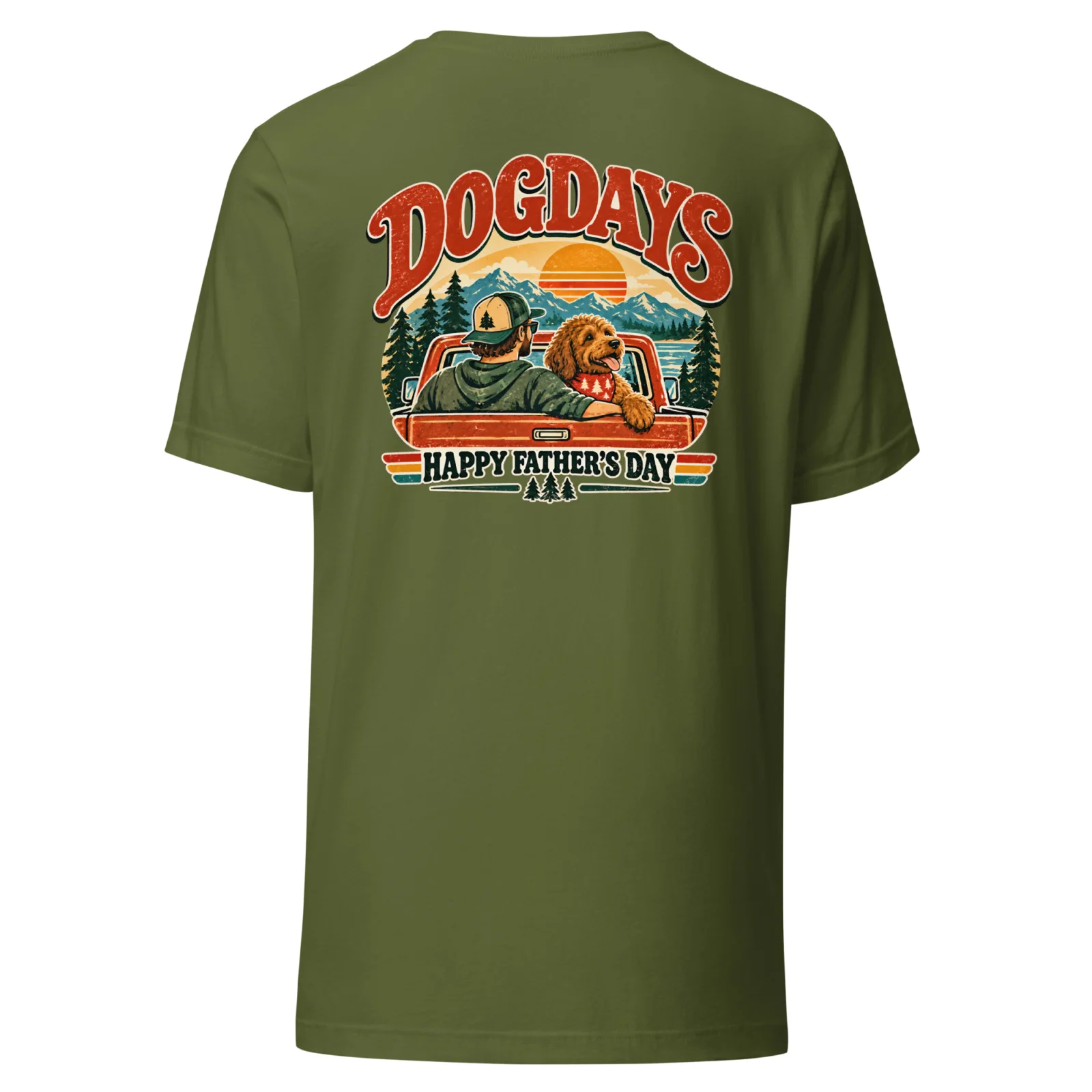 Olivgrön T-shirt, bakifrån – Happy Fathers Day