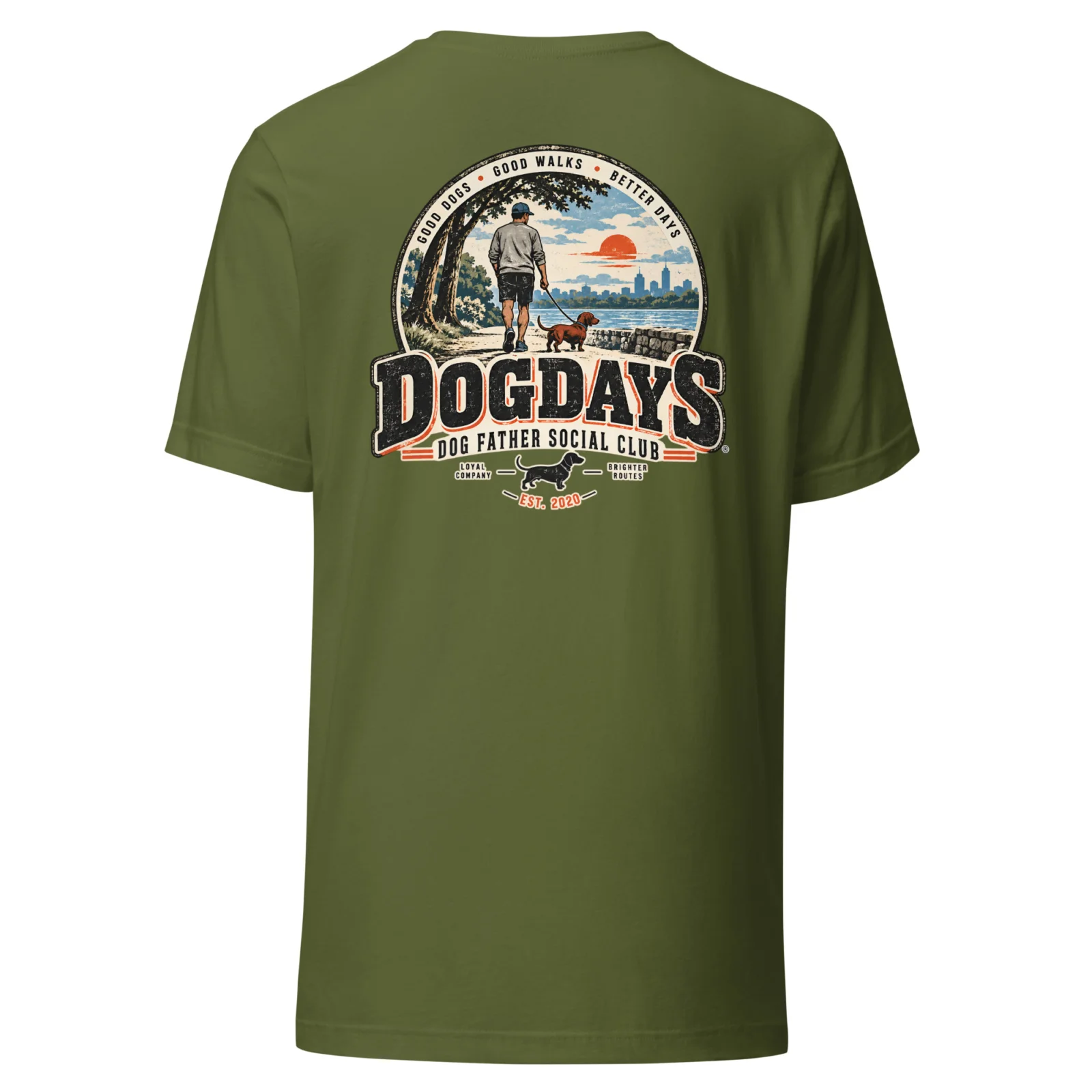Olivgrön T-shirt, bakifrån – Dog Father
