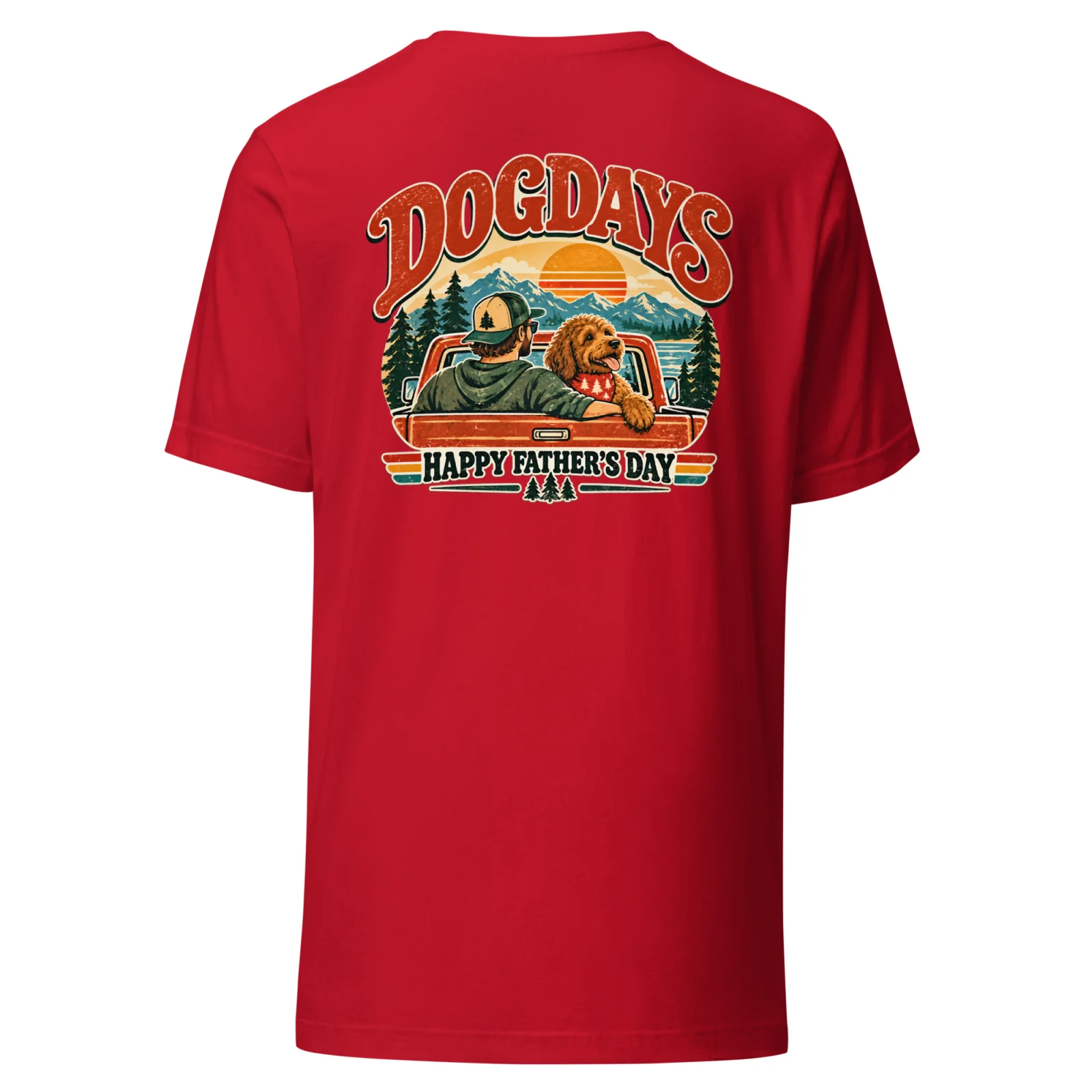 Röd T-shirt, bakifrån – Happy Fathers Day