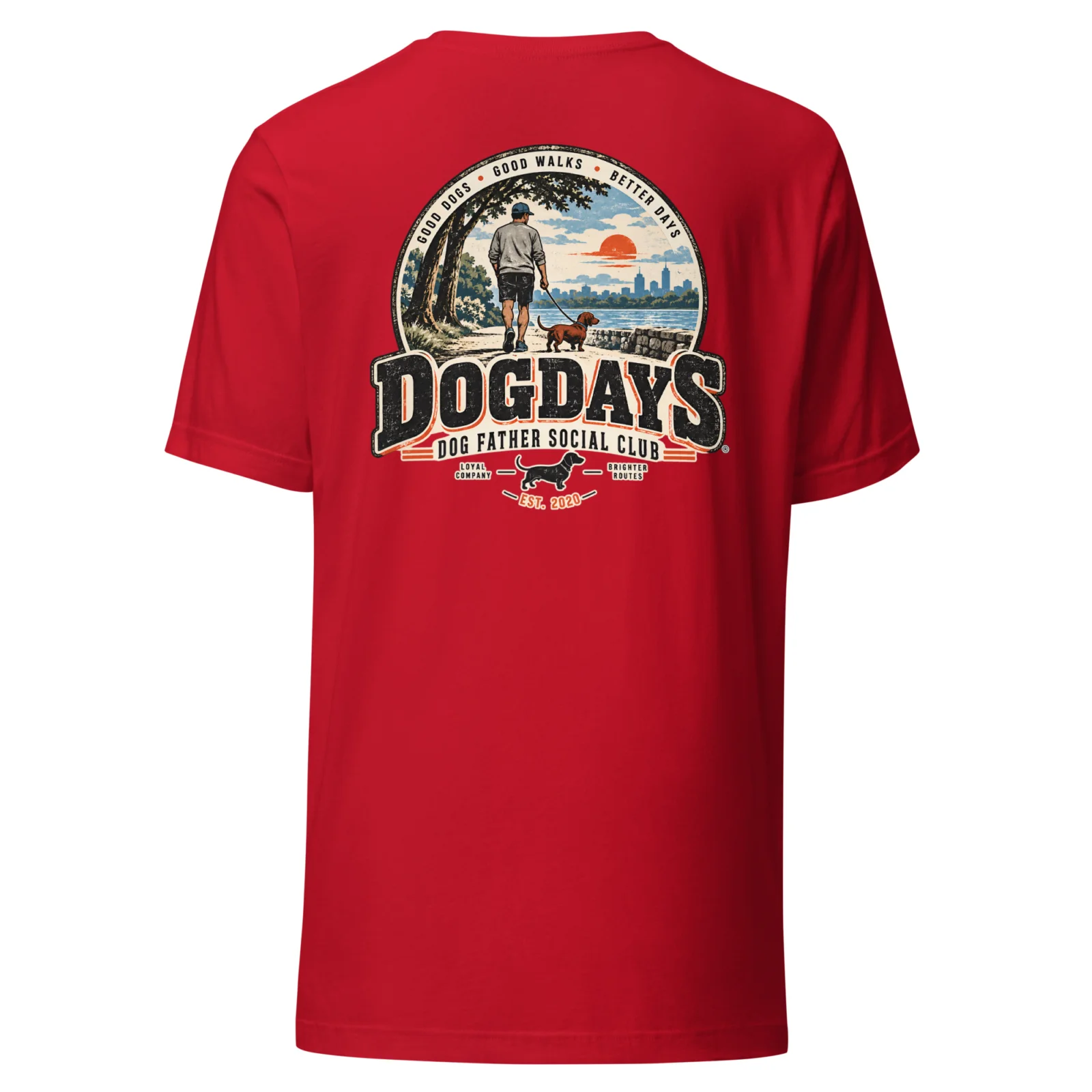 Röd T-shirt, bakifrån – Dog Father