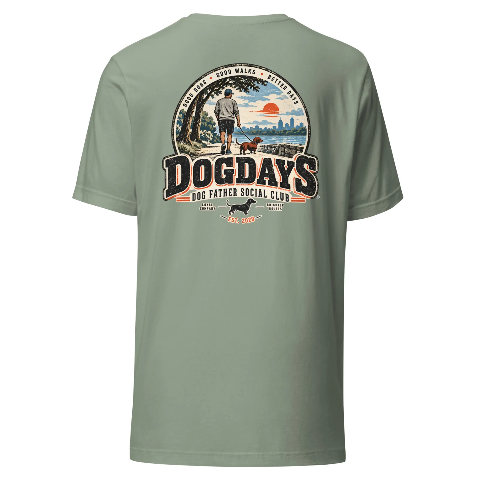 Salviagrön T-shirt, bakifrån – Dog Father