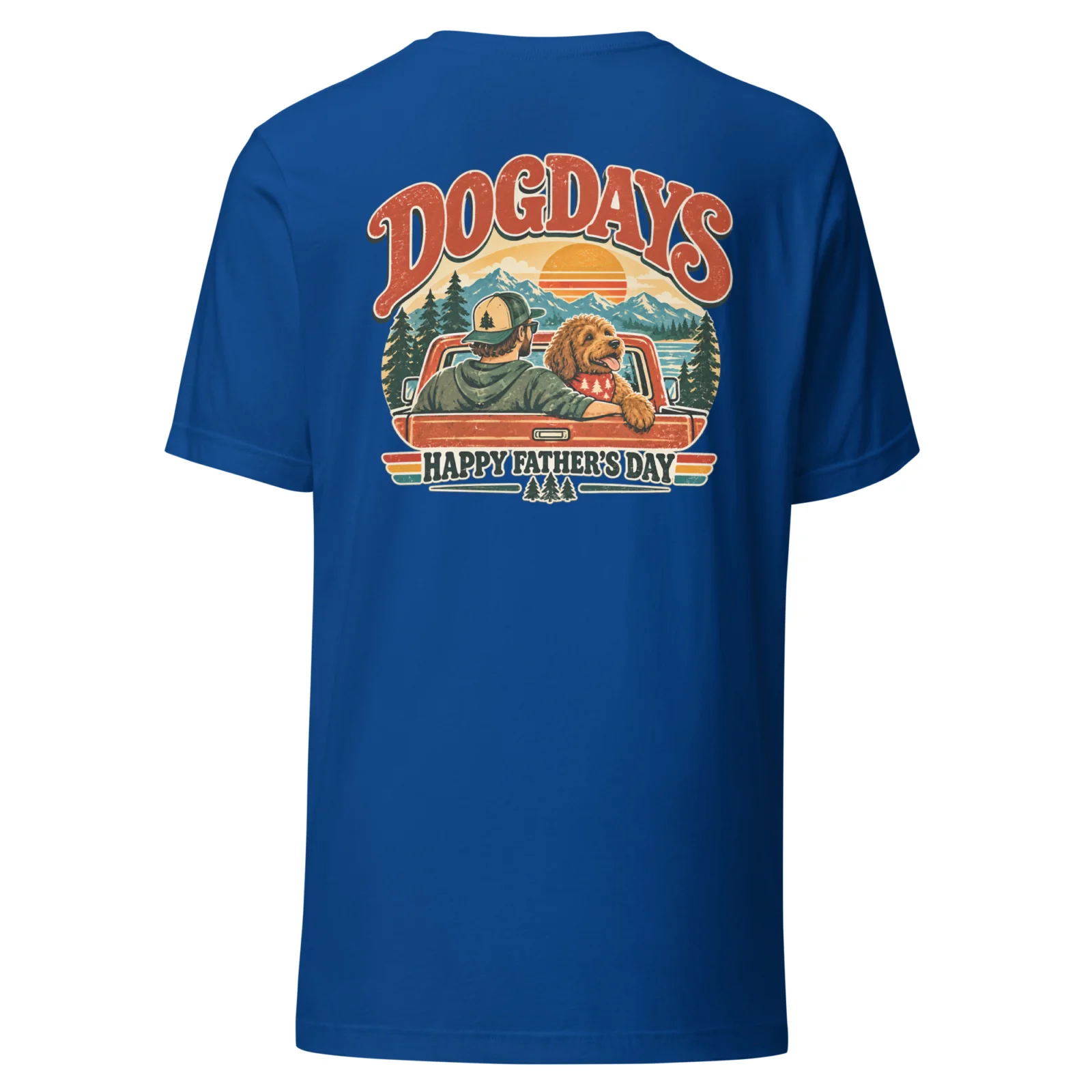 Blå T-shirt, bakifrån – Happy Fathers Day